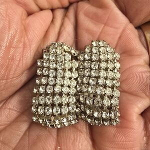 Vintage Rhinestone Wrap-Around Clip Earrings